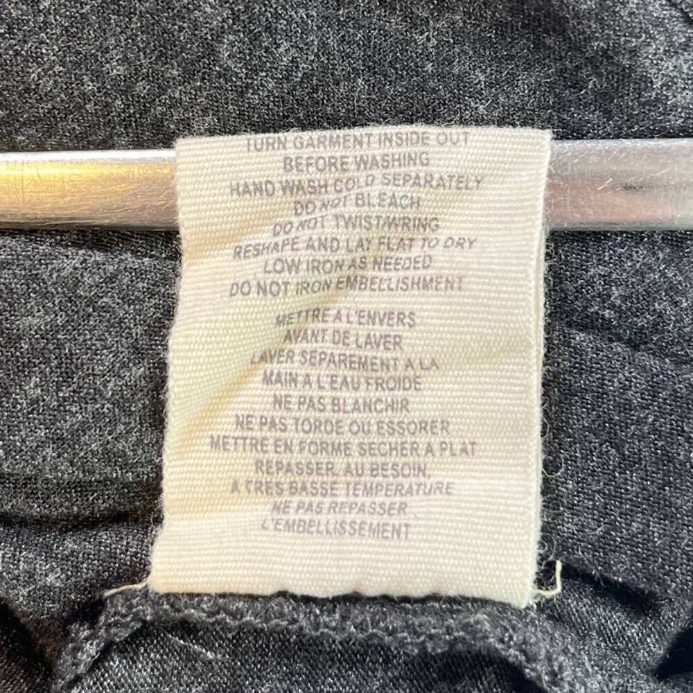 Free People Dark Gray V-Neck Knit Studs Short Sleeve Boho Shift Dress Women - Picture 10 of 10